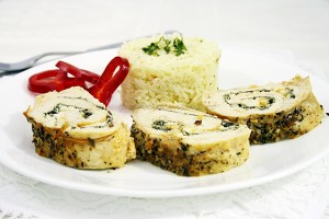 Rulada de pui cu spanac si branza/Chicken roulade with spinach and cheese